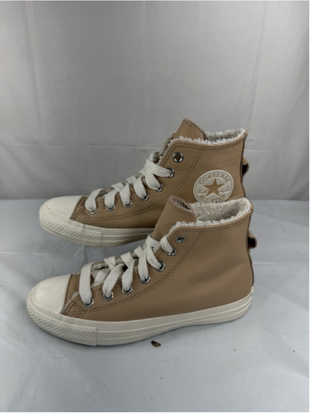 Converse Women's Chuck Taylor All Star Hi Leather A07945C Epic Dune/Egret Sz 7.5 - Picture 3 of 15